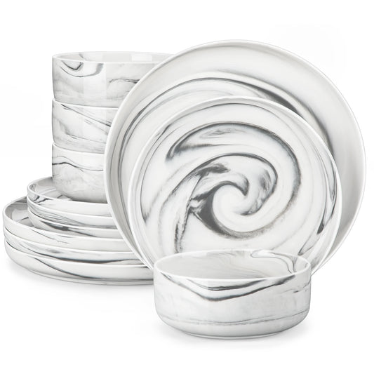 MALACASA Marble Dinnerware Sets