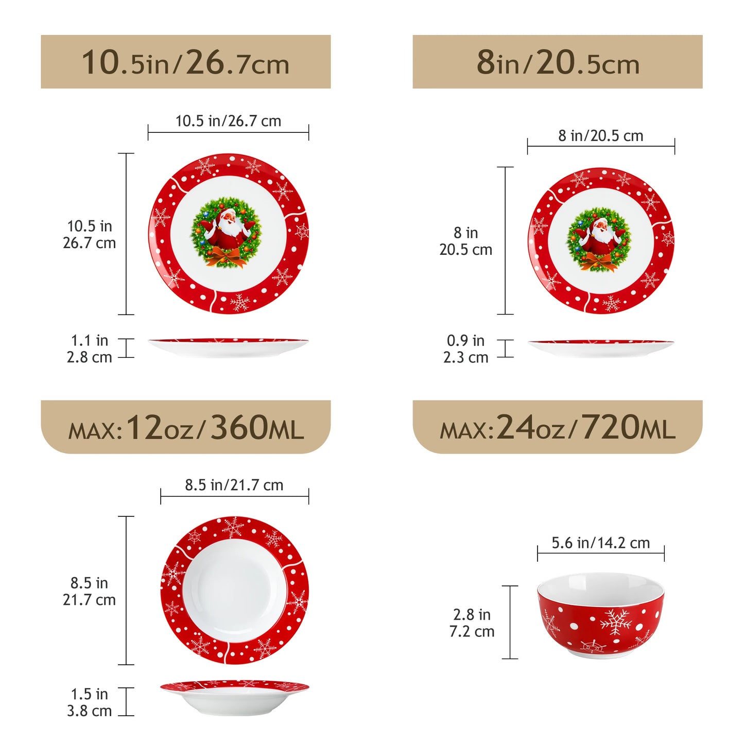 VEWEET Christmas Santa Claus Tableware Sets