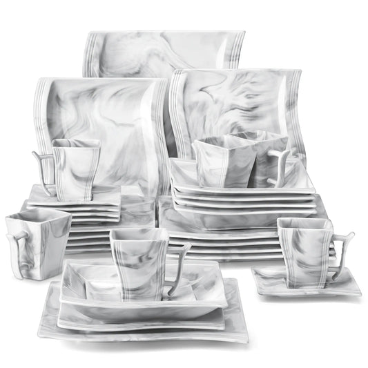 MALACASA FLORA Marble Dinnerware Sets