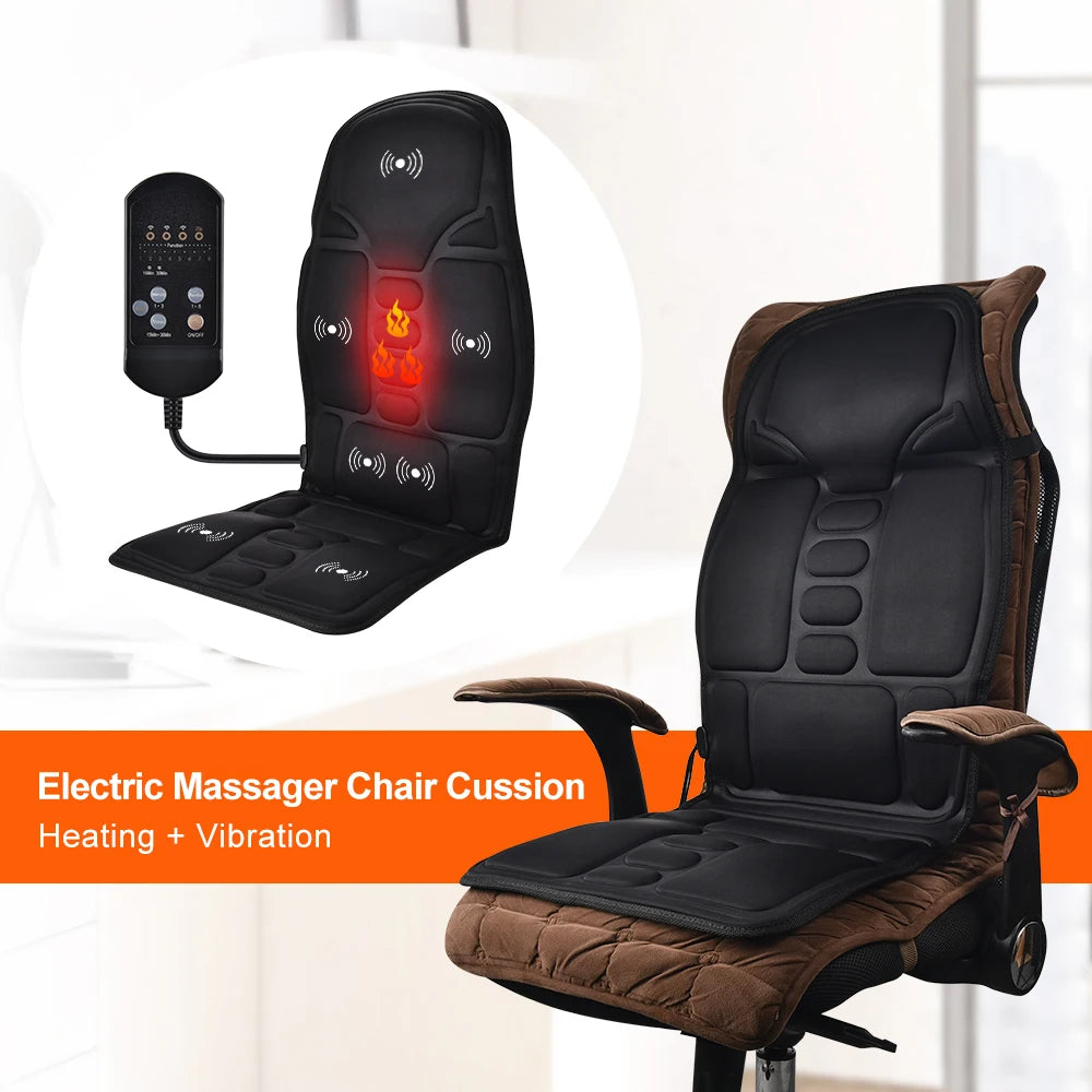 PASTSKY Electric Vibrating Massage Cushion with Infrared Heating for Car & Home – Back & Neck Relief